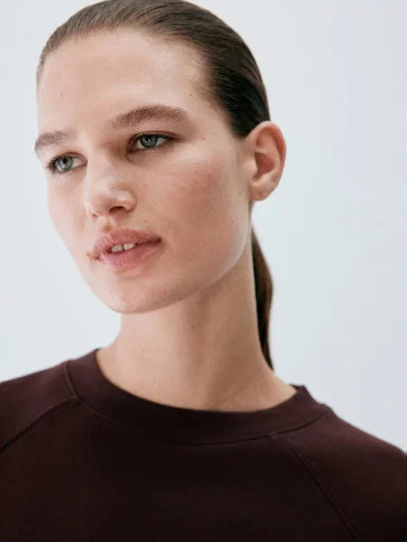 Bluza sprana burgund Kobieta L MANGO