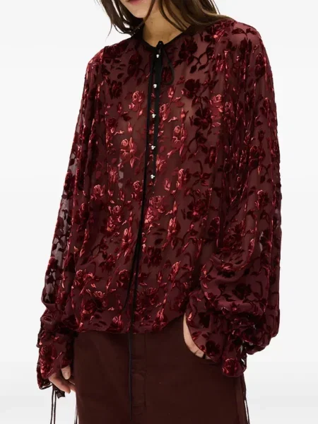 Bluză Ann Demeulemeester de catifea roșu