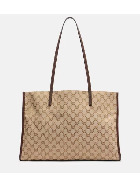 Geantă shopper Gucci din canvas bej