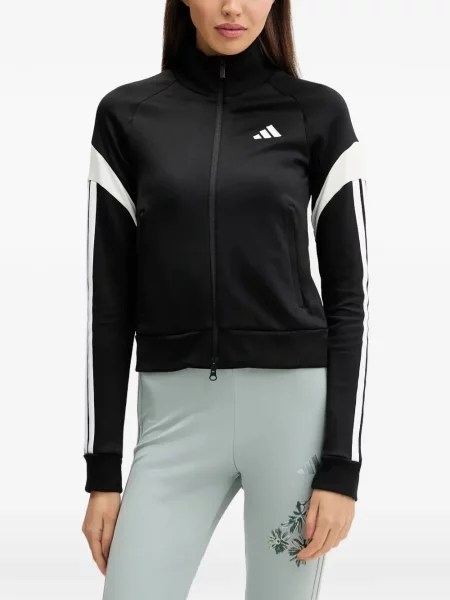 Hanorac cu glugă Adidas cu dungi cu broderie cu cordon negru