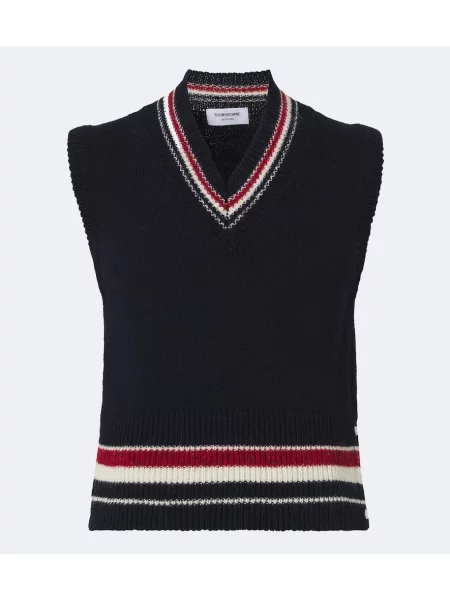 Vestă Thom Browne de lână albastru