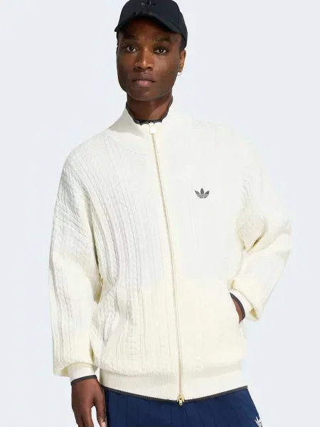 Adidas Originals pulover cu pentru bărbați Firebird Cable Knit alb