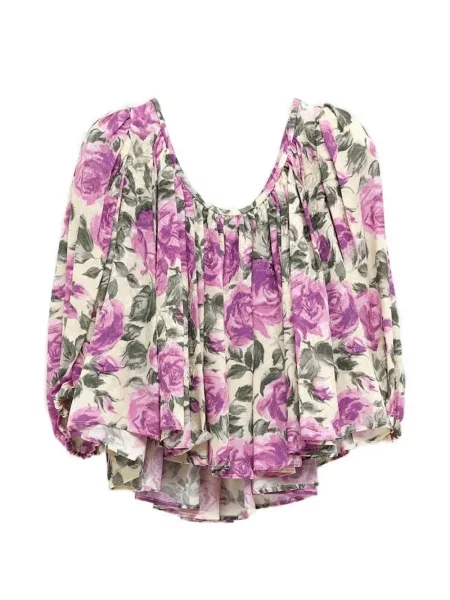 Top Chloé de mătase cu model floral cu imagine violet