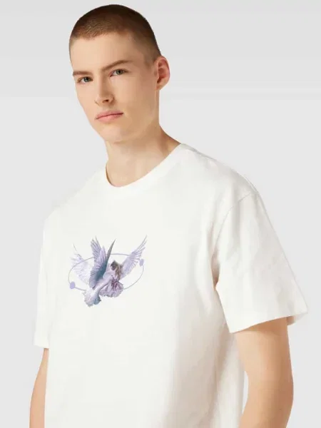 T-shirt z nadrukiem z motywem model ‘VIVE LE LIBERTÉ’ Mister Tee biała