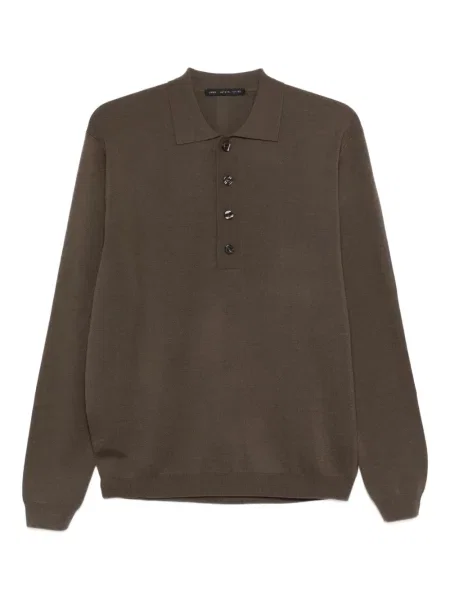 Плетена поло тениска Low Brand кафяво