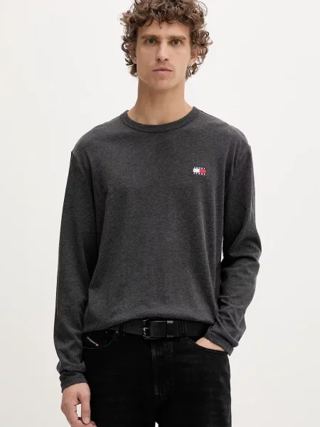 Tommy Jeans tričko s dlouhým rukávem šedé