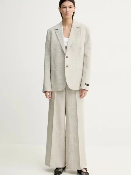 Herskind marynarka z domieszką lnu Matteo jednorzędowa melanżowa beżowy