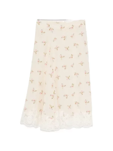 Fustă midi P.a.r.o.s.h. cu model floral cu imagine din dantelă