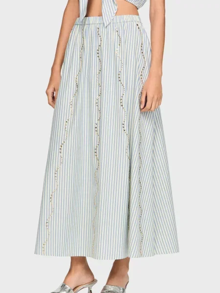 Спідниця у смужку Sandro блакитна