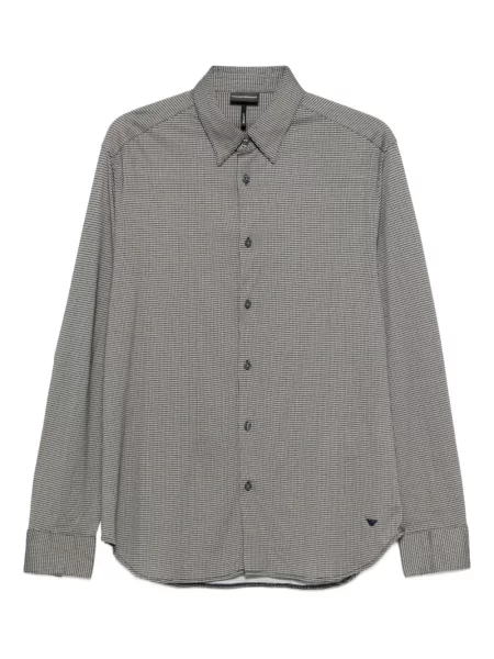 Cămașă Emporio Armani cu imprimeu geometric lungă negru