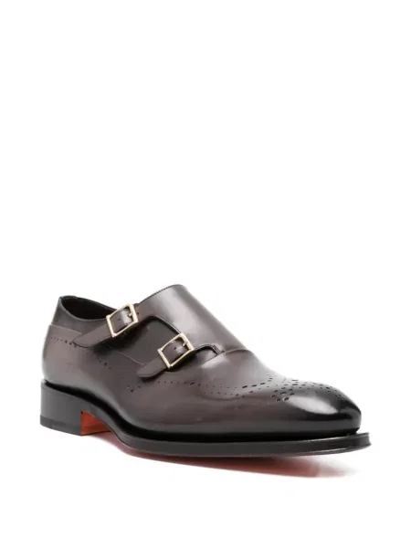 Pantofi monk Santoni cu cataramă maro