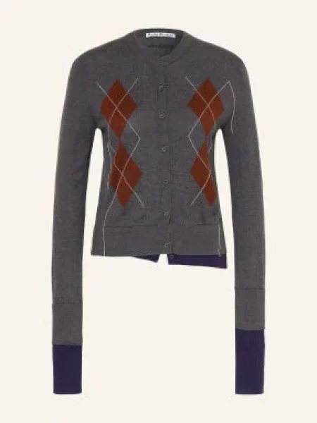 Acne Studios Kardigan Z Jedwabiem grau biały