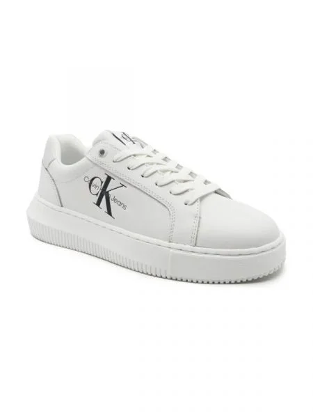 CALVIN KLEIN JEANS Bőr tornacipő CHUNKY CUPSOLE MONOLOGO fehér