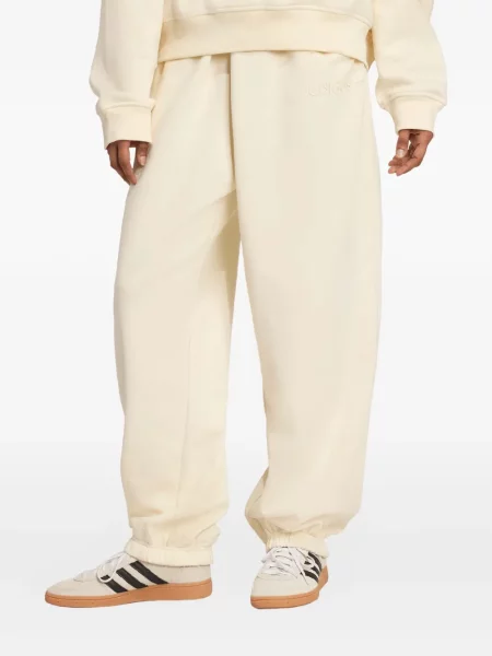Spodnie Adidas z nadrukiem z dżerseju teddy białe