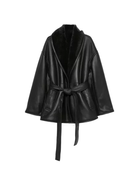 Palton Joseph din piele negru