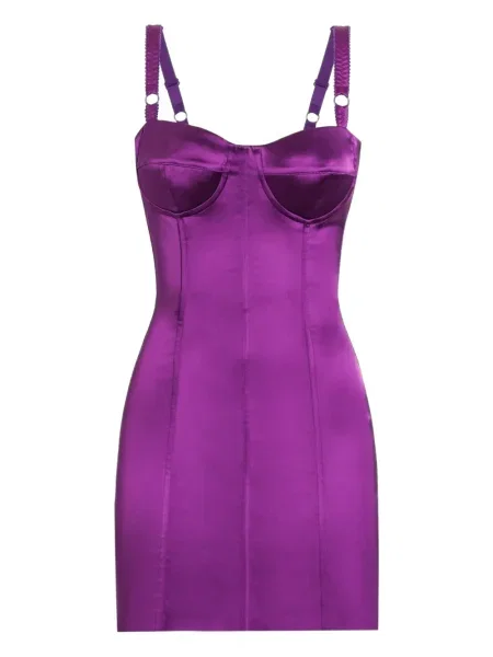 Rochie mini Dolce & Gabbana din satin de costum mini violet