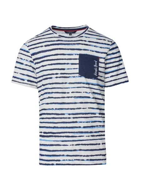 KOROSHI Tricou bleumarin / albastru deschis alb