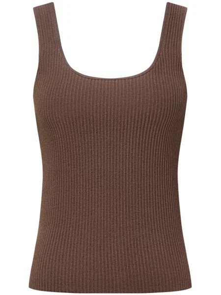 Dzianinowy top 12 Storeez prążkowany brązowy
