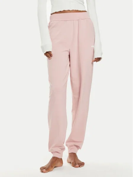 Домашен панталон HUGO с изчистен дизайн розово