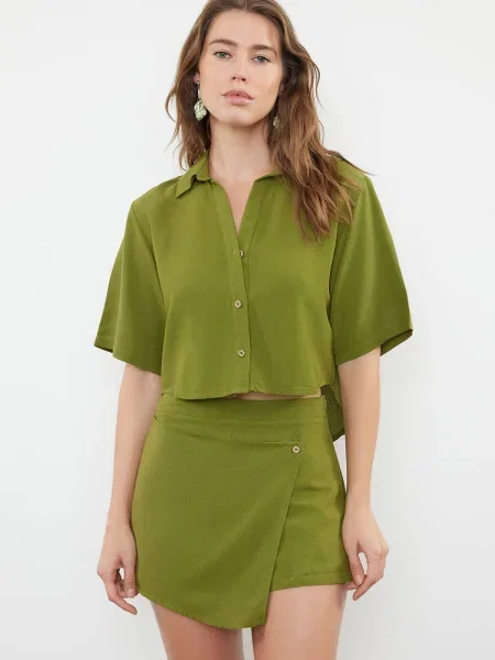 Cămașă Trendyol de in kaki