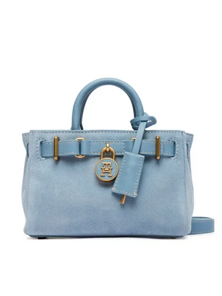Tommy Hilfiger Geantă American Icon Micro Tote Suede celest albastru