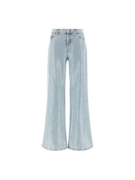 Szerokie jeansy 7 For All Mankind z cekinami niebieskie