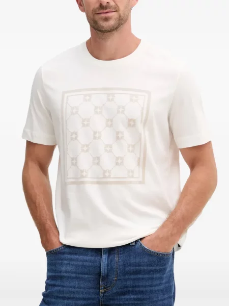 Tricou Joop! cu imagine cu imprimeu geometric alb