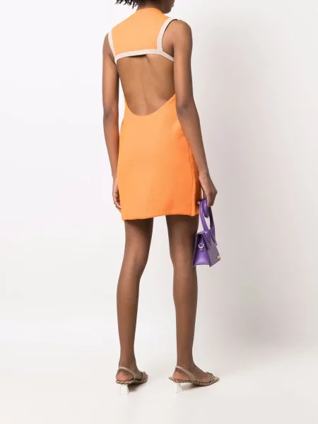 Pletené oblekové mini mini šaty Jacquemus oranžové