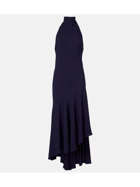 Sukienka midi Alaïa asymetryczna do kolan z dekoltem halter fioletowa