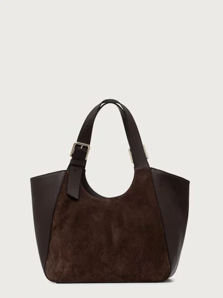 Furla torebka skórzana Dora M Tote brązowa