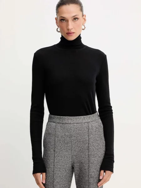 Dolga majica z dodatkom volne MM BLASY črna