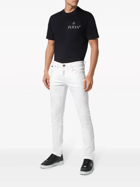 Skinny džíny Philipp Plein s nízkým pasem bílé