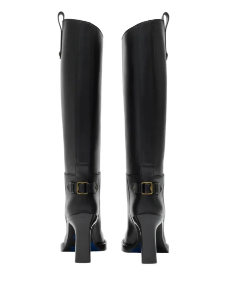 Botine Burberry din piele cu cataramă negru