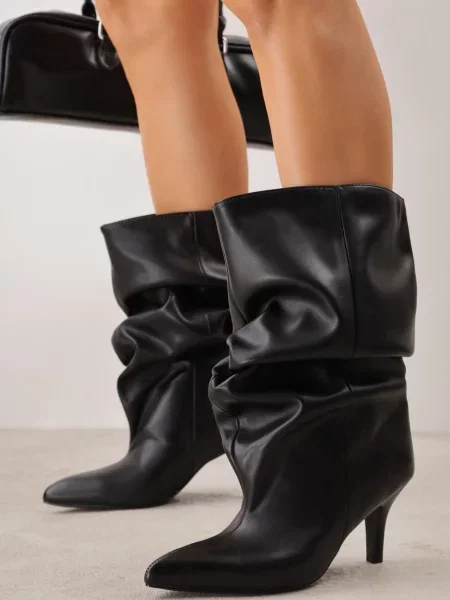 Botine pe subțire tip Slouchy Brelieri negre