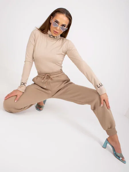 Spodnie dresowe Ex Moda beżowe