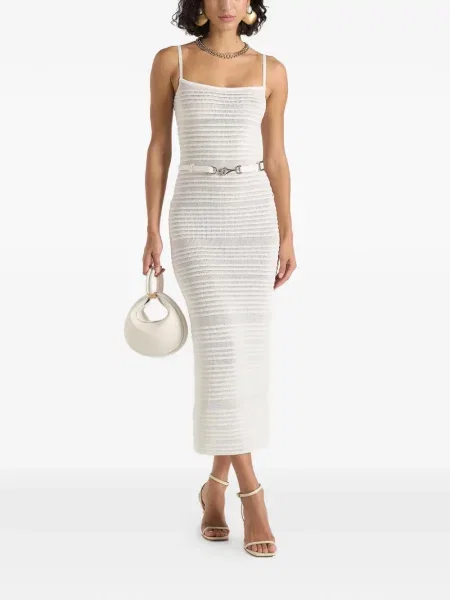 Cu centură rochie midi Manière De Voir tricotate alb
