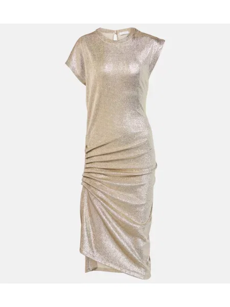 Asimetrična midi obleka Rabanne z draperijo