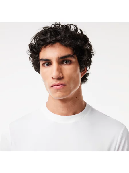 Lacoste T-Shirt Sport Z Okrągłym Dekoltem Slim Fit biały