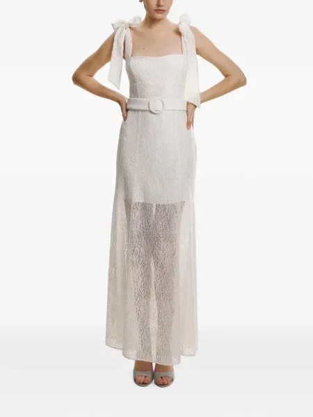 Cu centură rochie maxi Lita Couture cu bretele alb