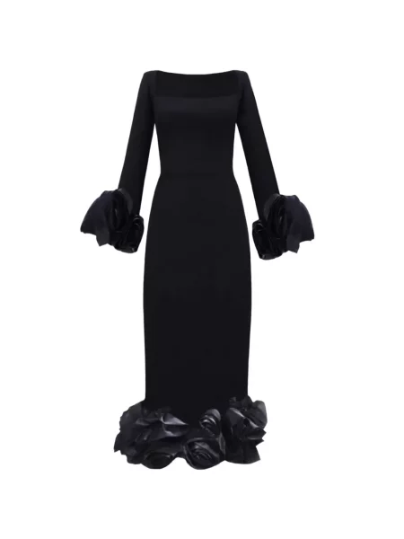 Rochie midi Gemy Maalouf cu model floral negru