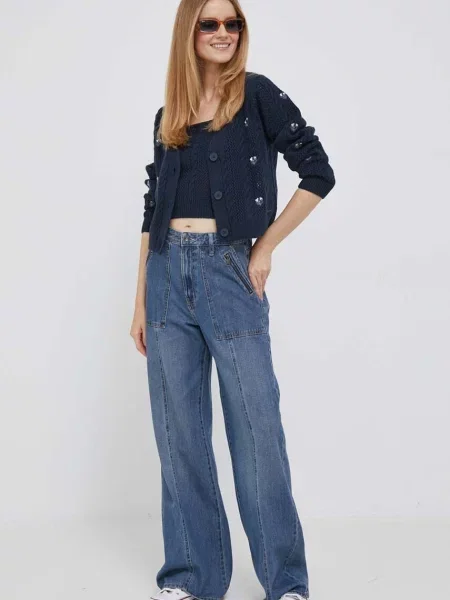Top s primesjo volne Pepe Jeans Emalynn mornarsko modra