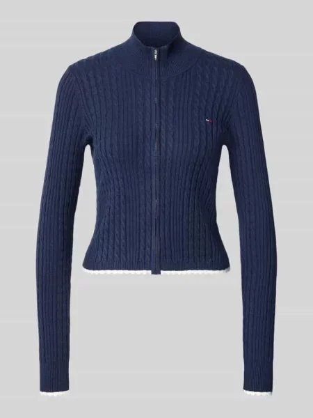 Kardigan rozpinany o kroju slim fit z mieszanki Tommy Jeans granatowy