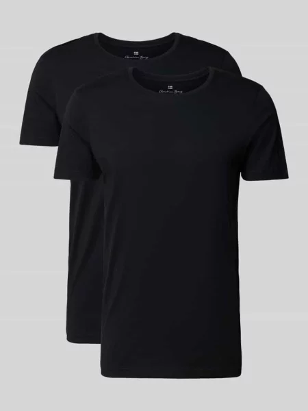T-shirt z czystej bawełny ekologicznej w zestawie 2 szt. Christian Berg Men czarna