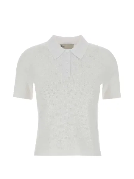 Tricou polo Tory Burch tricotate alb