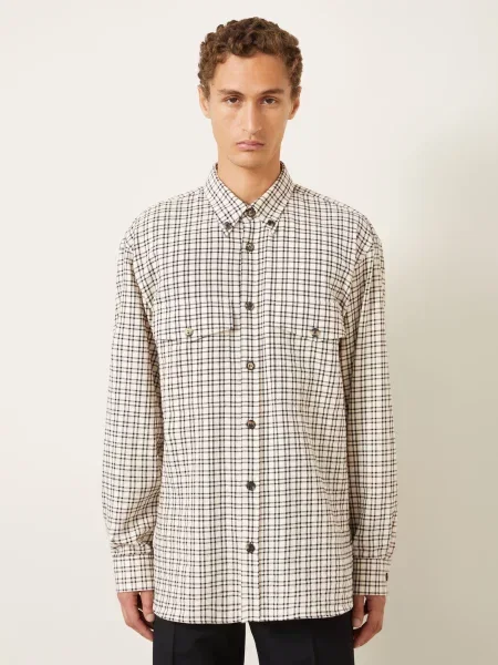 Dries Van Noten Košile Comfort Fit režná / světle hnědá černá