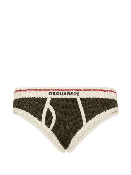 Pantaloni scurți Dsquared2 cu dungi tricotate verde