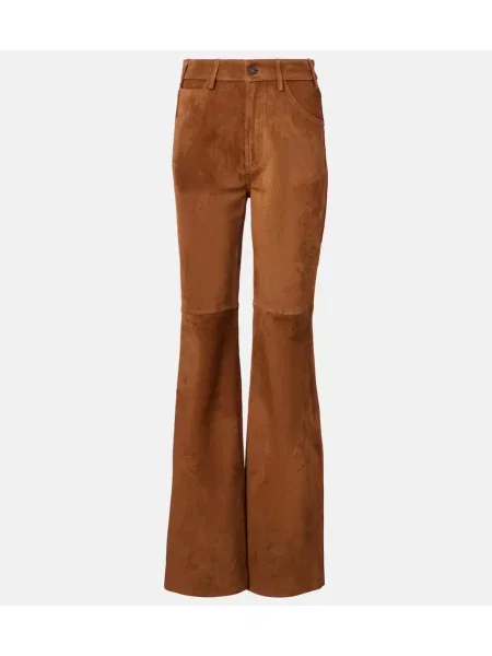 Pantaloni Nili Lotan din piele de căprioară maro