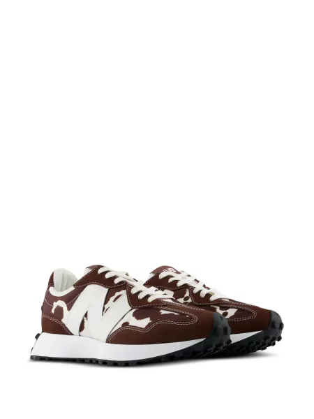 Мрежести маратонки New Balance 327 с принт кафяво