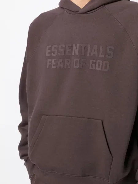 Суичър с качулка Fear Of God Essentials с принт кафяво