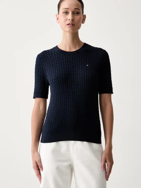 Tommy Hilfiger pulover cu mânecă scurtă pentru femei din albastru